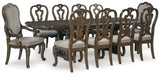 Maylee Dark Brown Dining Table and 10 Chairs from Ashley - Luna Furniture