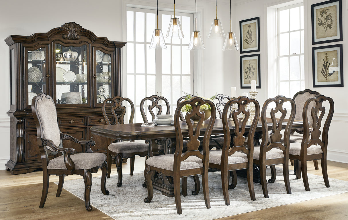 Maylee Dark Brown Dining Table and 10 Chairs from Ashley - Luna Furniture