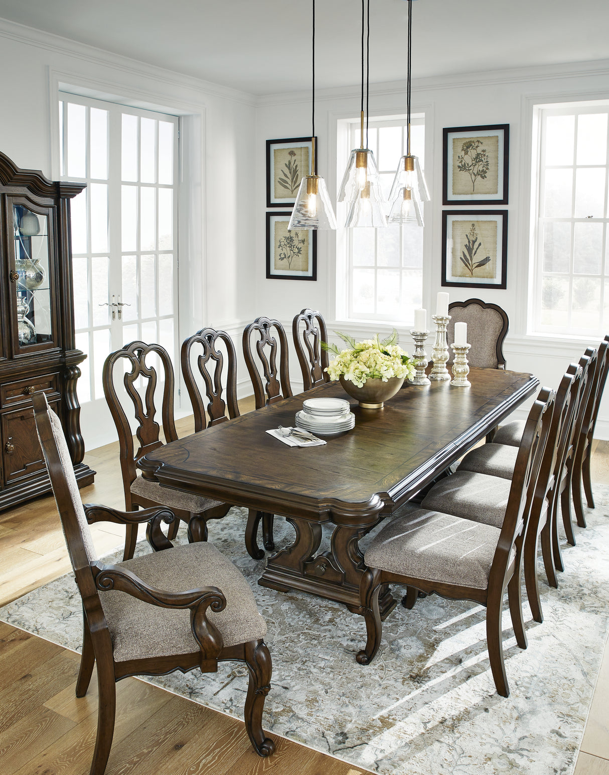 Maylee Dark Brown Dining Table and 10 Chairs from Ashley - Luna Furniture