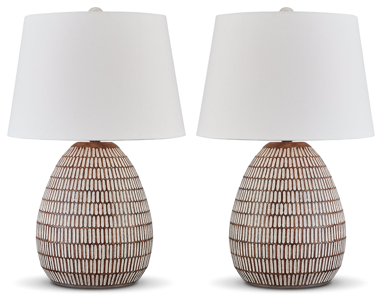 Darrich 2-Piece Table Lamp Set in Beige/White from Ashley - Luna Furniture