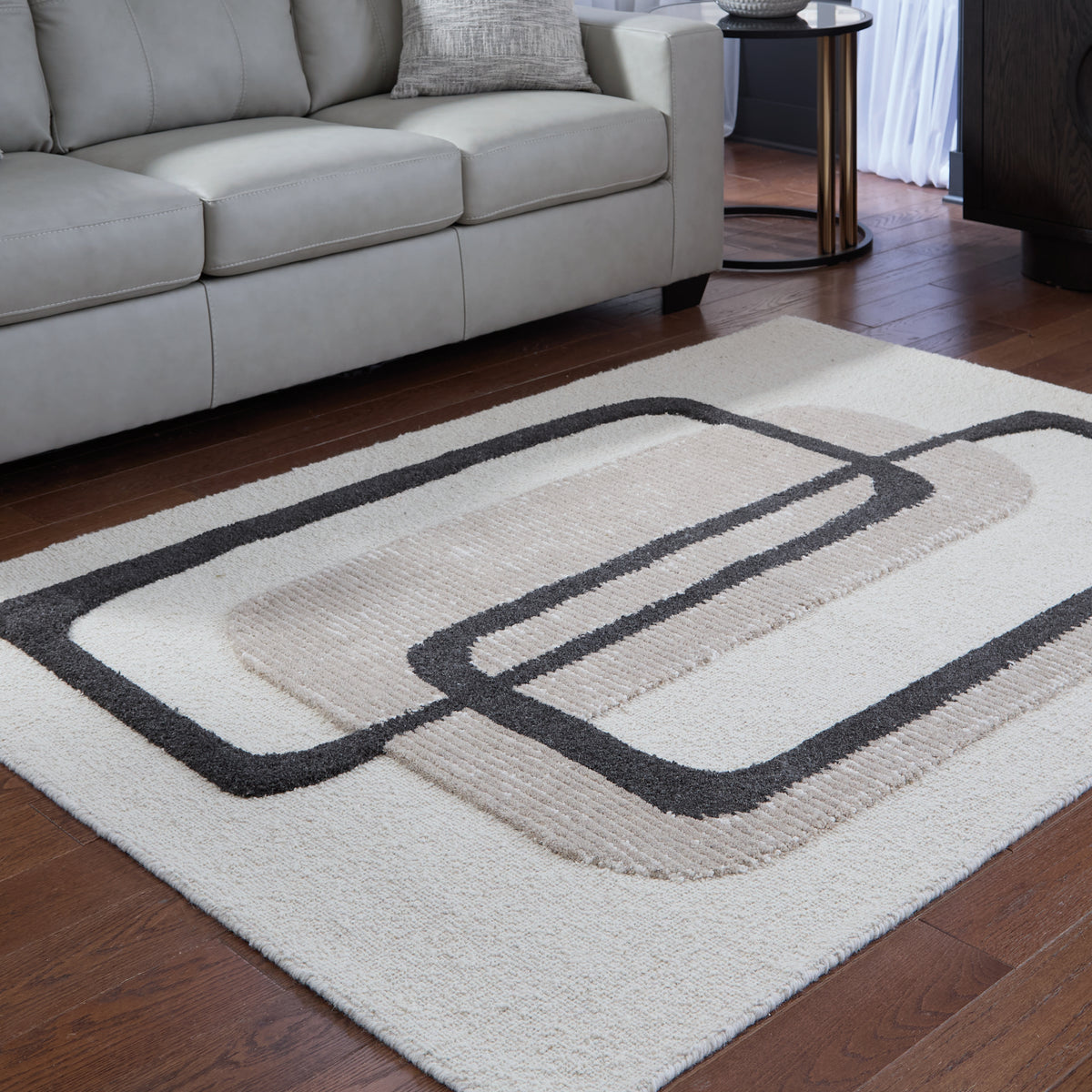 Ashley Davismour Ivory/Taupe/Charcoal Medium Rug – Luna Furniture
