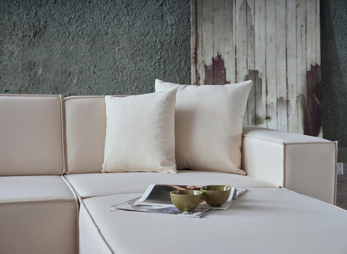 Daya Manori Ekru Ottoman from Bellona - Luna Furniture