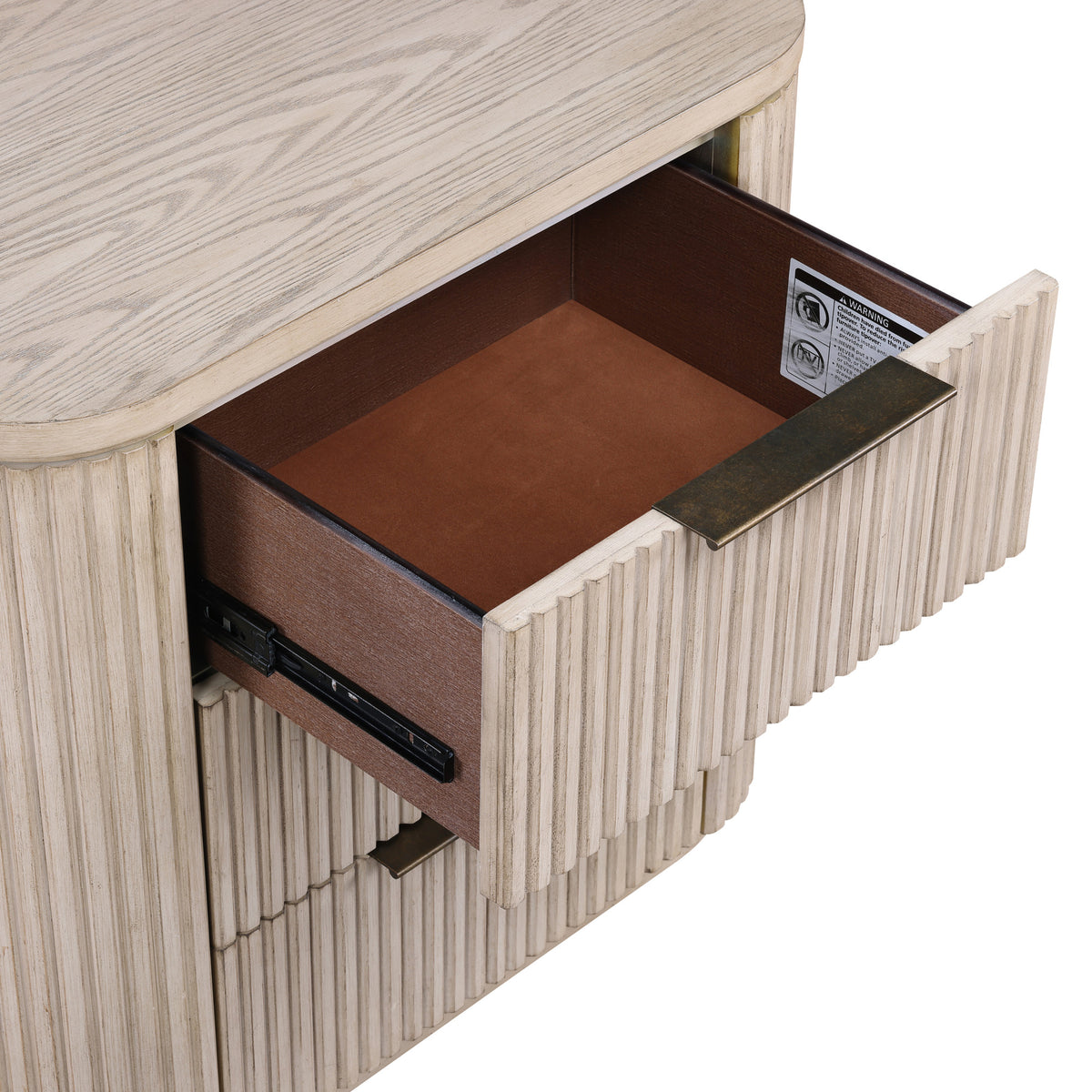 Henry Reeded 3-Drawer Nightstand with USB & Electric Outlets, Tan Finish from Steve Silver - Luna Furniture