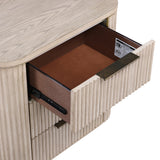 Henry Reeded 3-Drawer Nightstand with USB & Electric Outlets, Tan Finish from Steve Silver - Luna Furniture