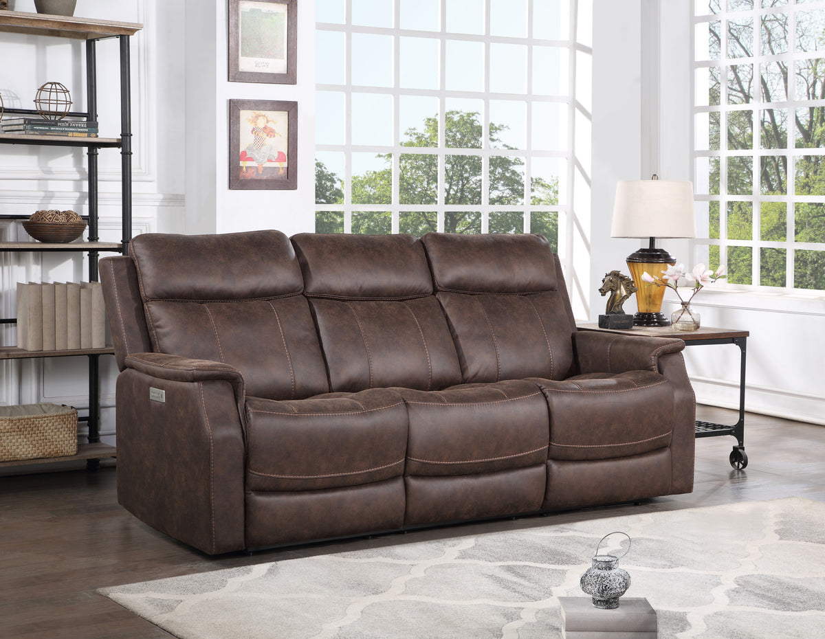 Valencia Walnut Dual-Power Reclining Sofa from Steve Silver - Luna Furniture