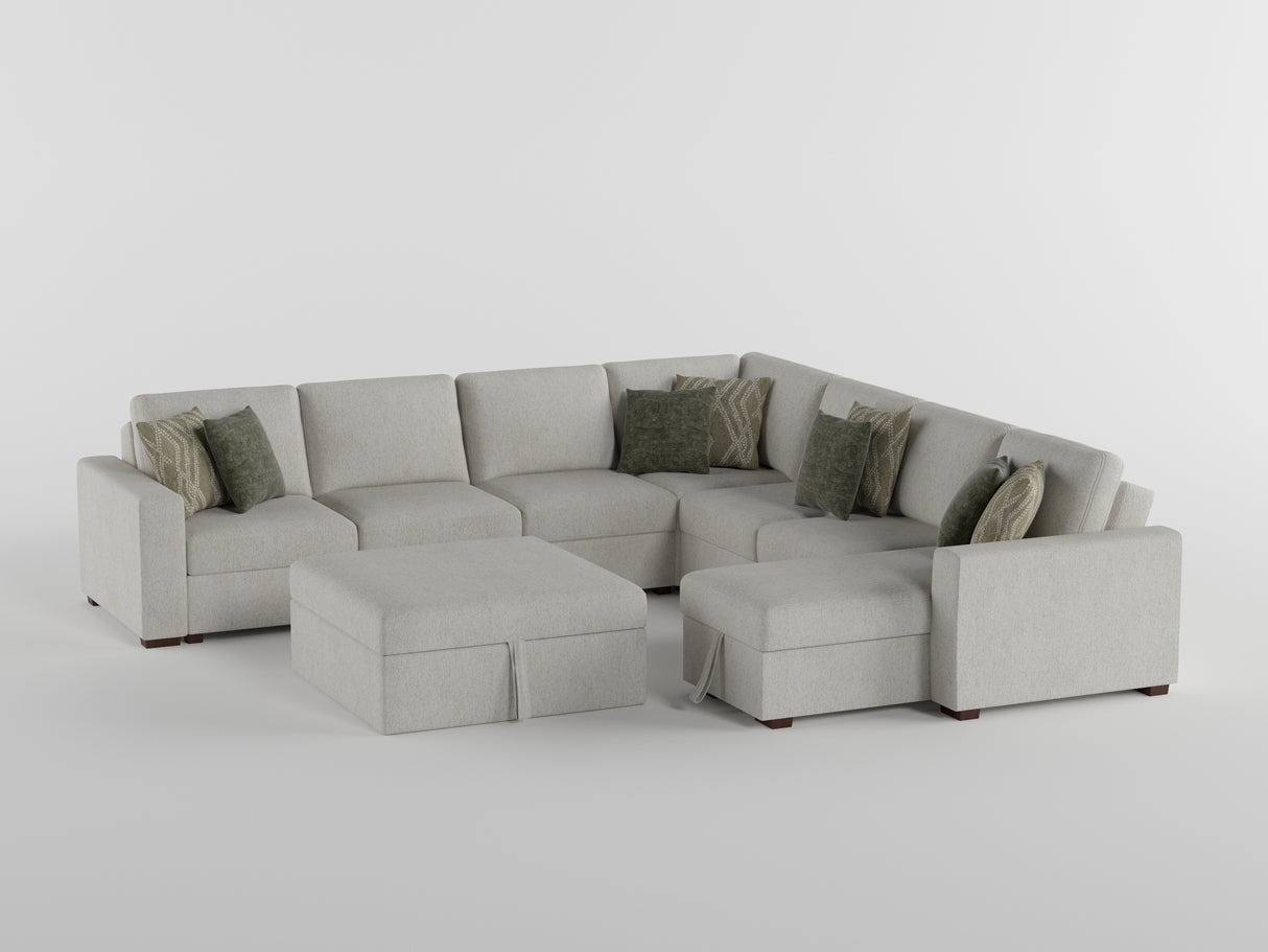 Isla Beige 5-Piece Sectional with Reversible Chaise, Pull-out Bed and Hidden Storage from Homelegance - Luna Furniture