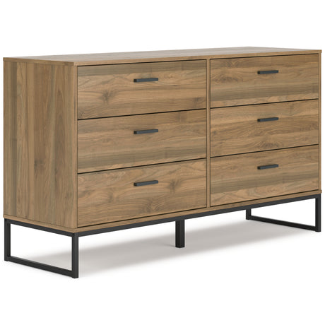 Deanlow Full Panel Headboard with Dresser and Nightstand in Honey from Ashley - Luna Furniture