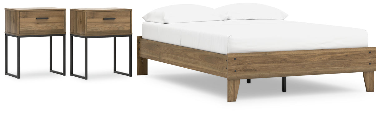 Deanlow Full Platform Bed with 2 Nightstands in Honey from Ashley - Luna Furniture
