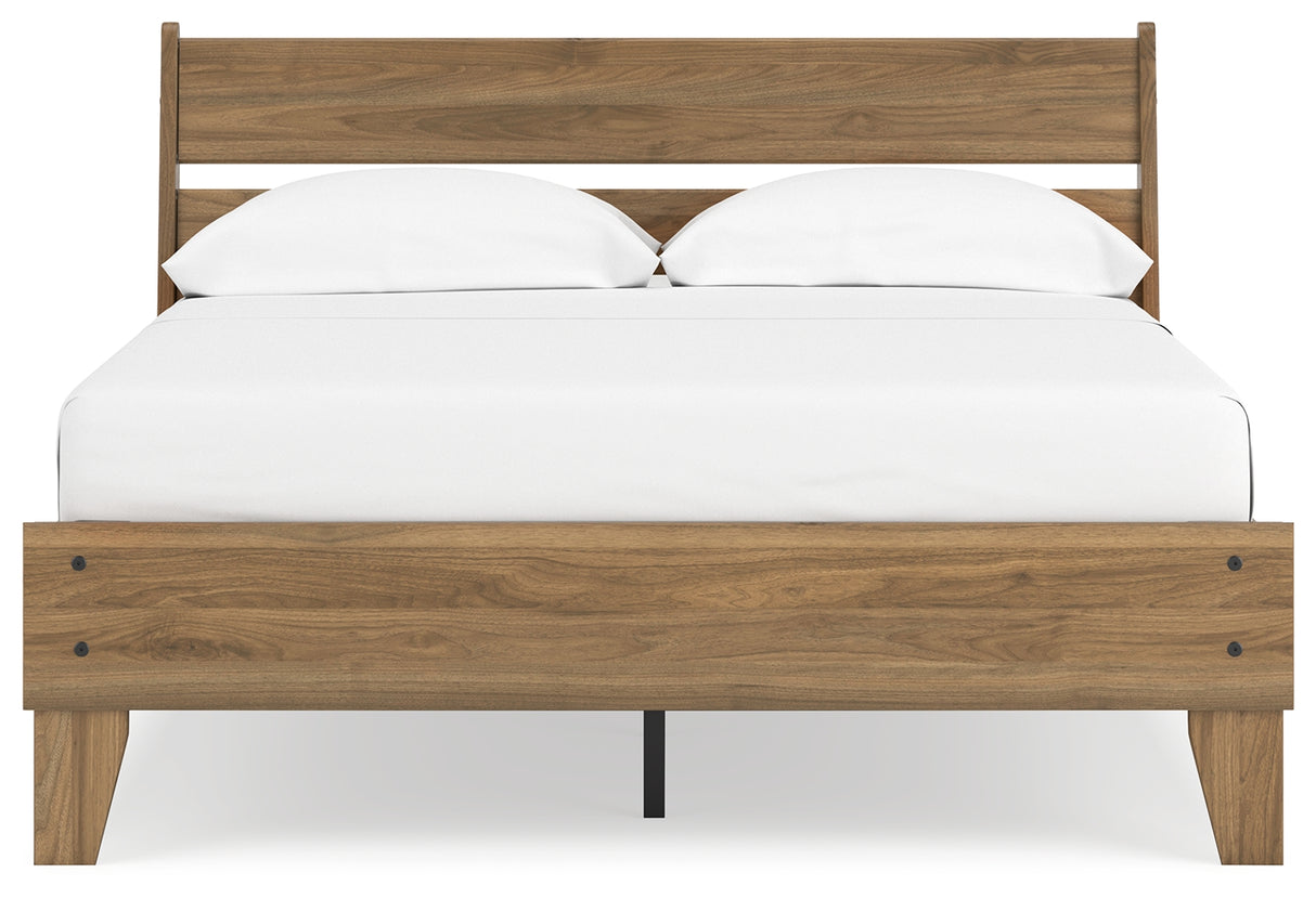 Deanlow Full Platform Panel Bed with 2 Nightstands in Honey from Ashley - Luna Furniture