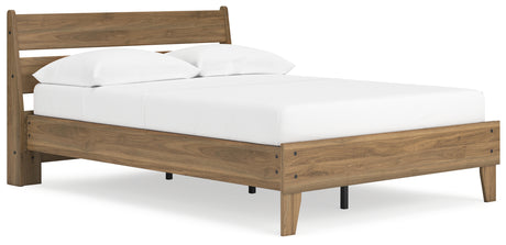 Deanlow Full Platform Panel Bed with Dresser and Chest in Honey from Ashley - Luna Furniture