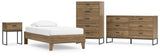 Deanlow Twin Platform Bed with Dresser, Chest and Nightstand in Honey from Ashley - Luna Furniture