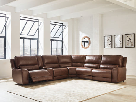 DeepWakes Canyon 6-Piece Reclining Sectional with Storage Console from Ashley - Luna Furniture