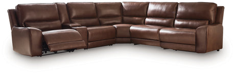 DeepWakes Canyon 6-Piece Reclining Sectional with Storage Console from Ashley - Luna Furniture