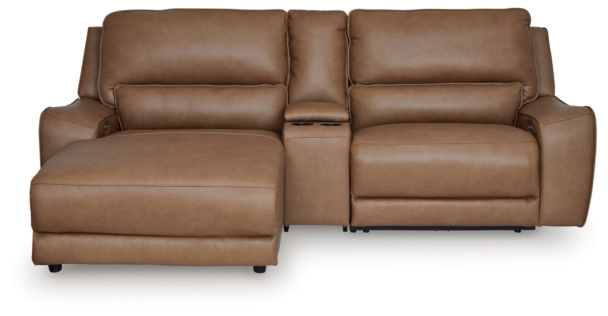DeepWakes Caramel 3-Piece LAF Power Reclining Sectional with Console from Ashley - Luna Furniture
