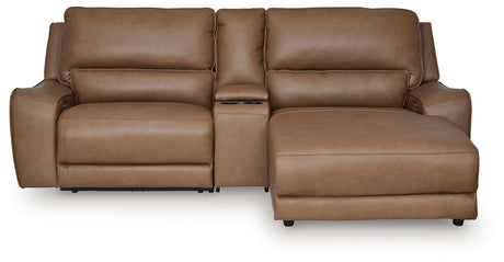 DeepWakes Caramel 3-Piece RAF Power Reclining Sectional with Console from Ashley - Luna Furniture