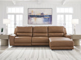 DeepWakes Caramel 3-Piece RAF Reclining Sofa Chaise from Ashley Furniture - Luna Furniture