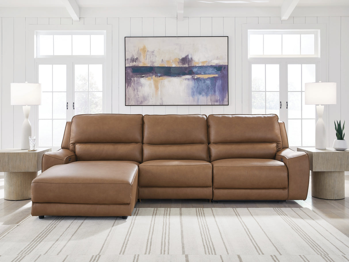 DeepWakes Caramel 3-Piece LAF Reclining Sofa Chaise from Ashley Furniture - Luna Furniture