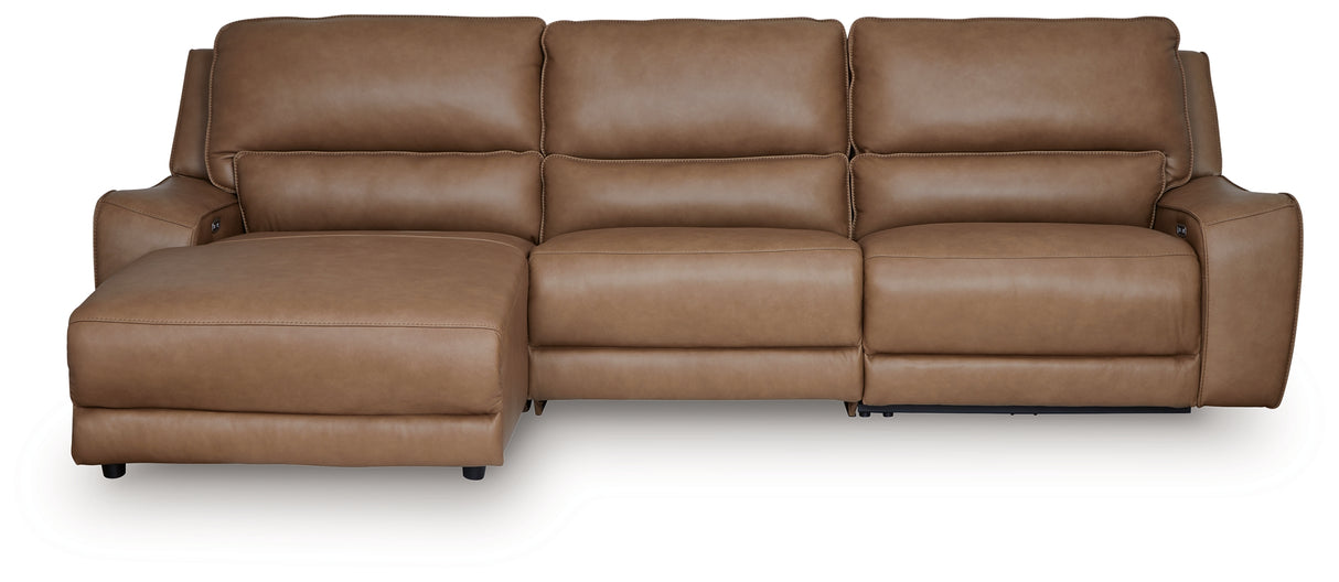 DeepWakes Caramel 3-Piece LAF Reclining Sofa Chaise from Ashley Furniture - Luna Furniture
