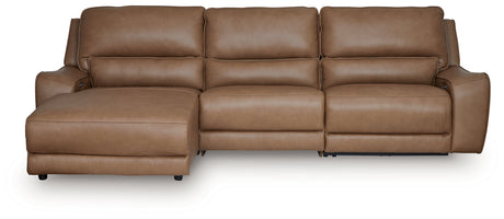 DeepWakes Caramel 3-Piece LAF Reclining Sofa Chaise from Ashley - Luna Furniture