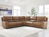 DeepWakes Caramel 5-Piece Symmetrical Power Reclining Sectional from Ashley Furniture - Luna Furniture