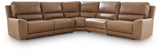 DeepWakes Caramel 5-Piece Symmetrical Power Reclining Sectional from Ashley Furniture - Luna Furniture