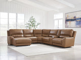 DeepWakes Caramel 6-Piece Power Reclining Sectional with LAF Chaise from Ashley Furniture - Luna Furniture