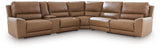DeepWakes Caramel 6-Piece Reclining Sectional with Storage Console from Ashley Furniture - Luna Furniture