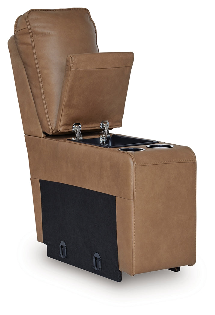 DeepWakes Caramel Console with Storage from Ashley Furniture - Luna Furniture