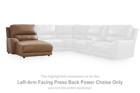 DeepWakes Caramel Left-Arm Facing Press Back Power Chaise from Ashley - Luna Furniture