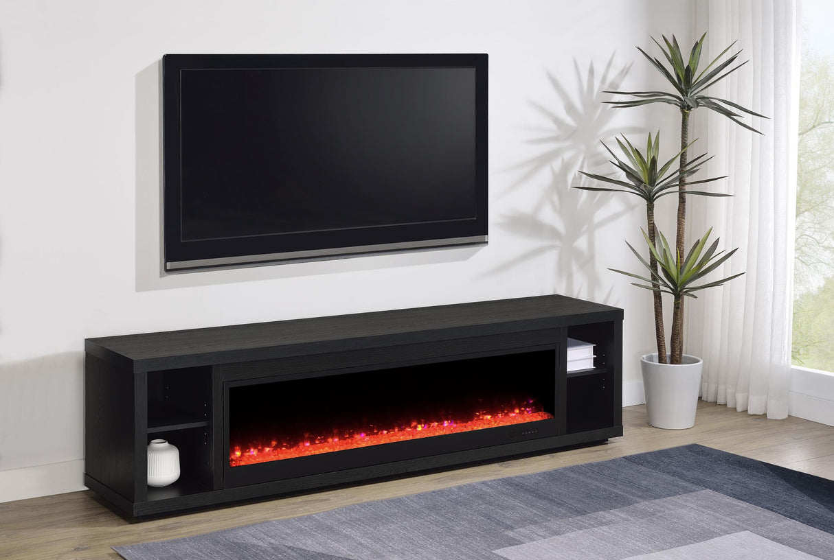 Deiter Black 79-inch TV Stand Fireplace Media Console from Coaster - Luna Furniture