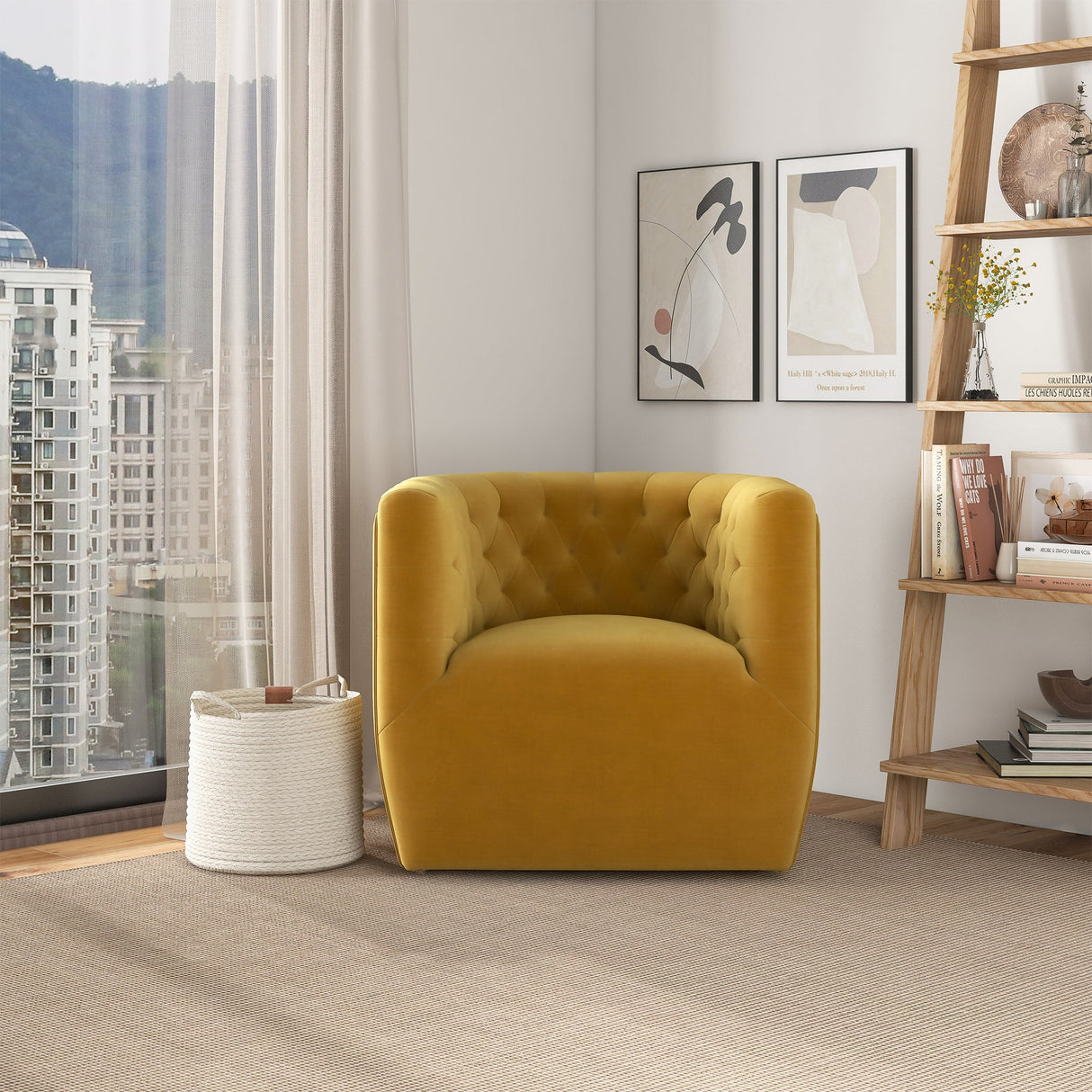 Delaney Gold Velvet Swivel Chair from Midinmod - Luna Furniture