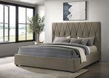 Delsea Light Brown Upholstered Eastern King Platform Bed from Coaster - Luna Furniture