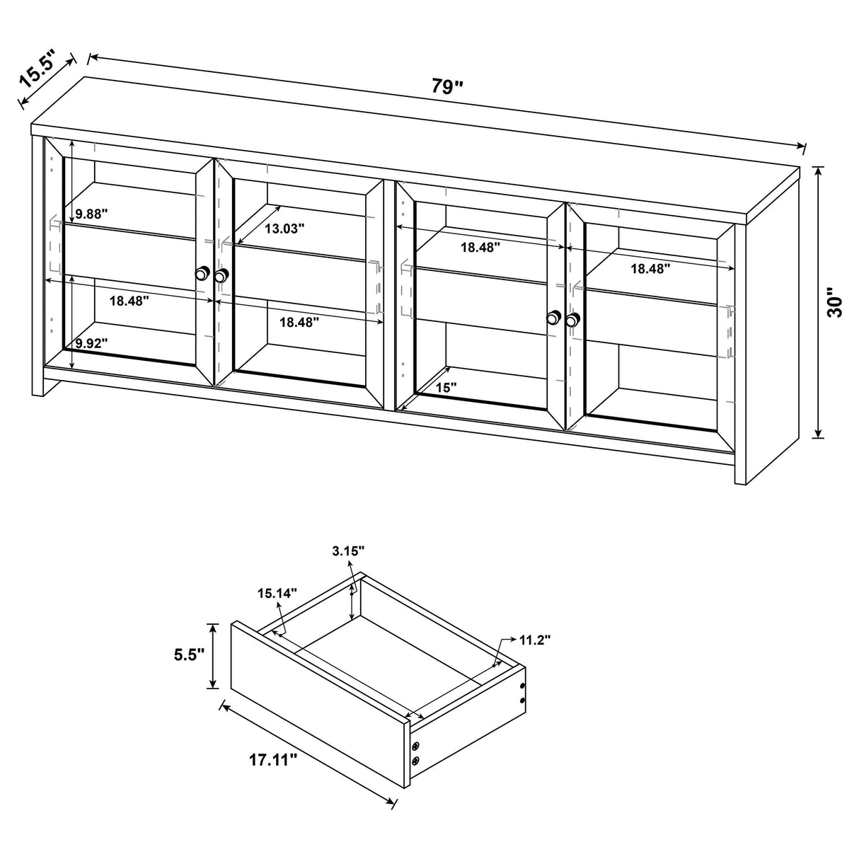 Denison Black 3-Piece Entertainment Center 79-inch TV Stand from Coaster - Luna Furniture
