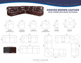 Denver Brown Dual-Power 6-Piece Leather Sectional from Steve Silver - Luna Furniture