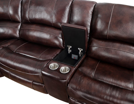Denver Brown Dual-Power 6-Piece Leather Sectional from Steve Silver - Luna Furniture