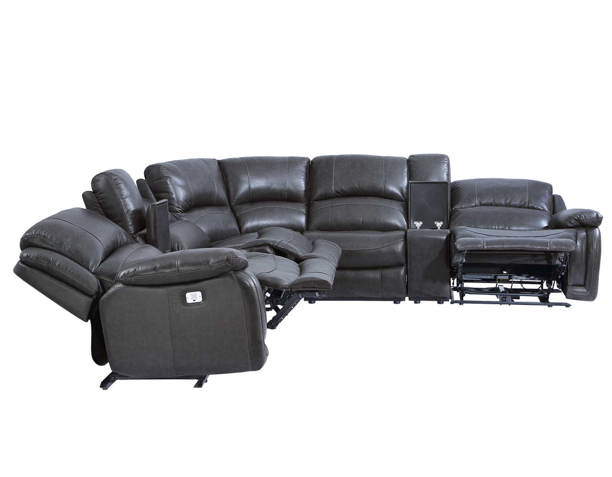 Denver Charcoal Dual-Power 6-Piece Sectional from Steve Silver - Luna Furniture