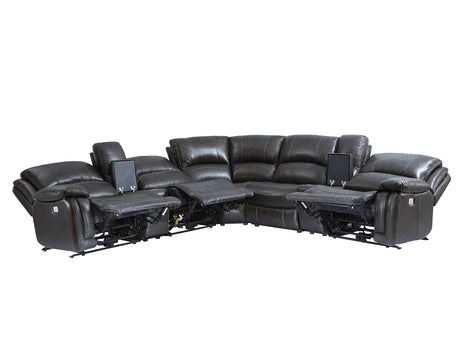 Denver Charcoal Dual-Power 6-Piece Sectional from Steve Silver - Luna Furniture
