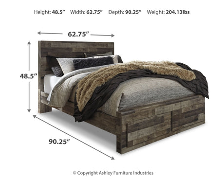 Derekson Brown/Gray Queen Panel Storage Bed, Dresser and 2 Nightstands from Ashley - Luna Furniture