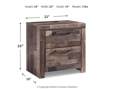 Derekson Brown/Gray Queen Panel Storage Bed, Dresser and 2 Nightstands from Ashley - Luna Furniture