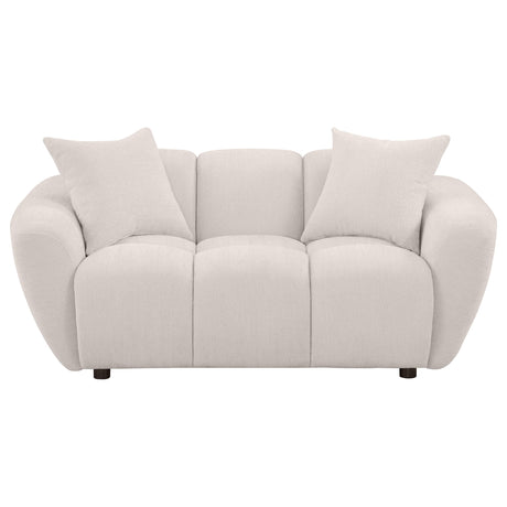 Destino Greige Chenille Upholstered Splayed Arm Loveseat from Coaster - Luna Furniture