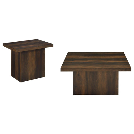 Devar Dark Pine 2-Piece Square Coffee and End Table Set from Coaster - Luna Furniture
