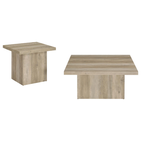 Devar Distressed Pine 2-Piece Square Coffee End Table Set from Coaster - Luna Furniture