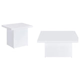Devar White High Gloss 2-Piece Square Coffee End Table Set from Coaster - Luna Furniture