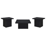 Devar Black 3-Piece Square Cocktail Coffee End Table Set from Coaster - Luna Furniture