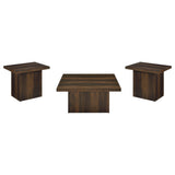 Devar Dark Pine 3-Piece Square Coffee and End Table Set from Coaster - Luna Furniture