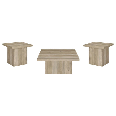 Devar Distressed Pine 3-Piece Square Coffee End Table Set from Coaster - Luna Furniture