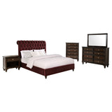 Devon Red and Dark Oak 5-Piece California King Bedroom Set from Coaster - Luna Furniture