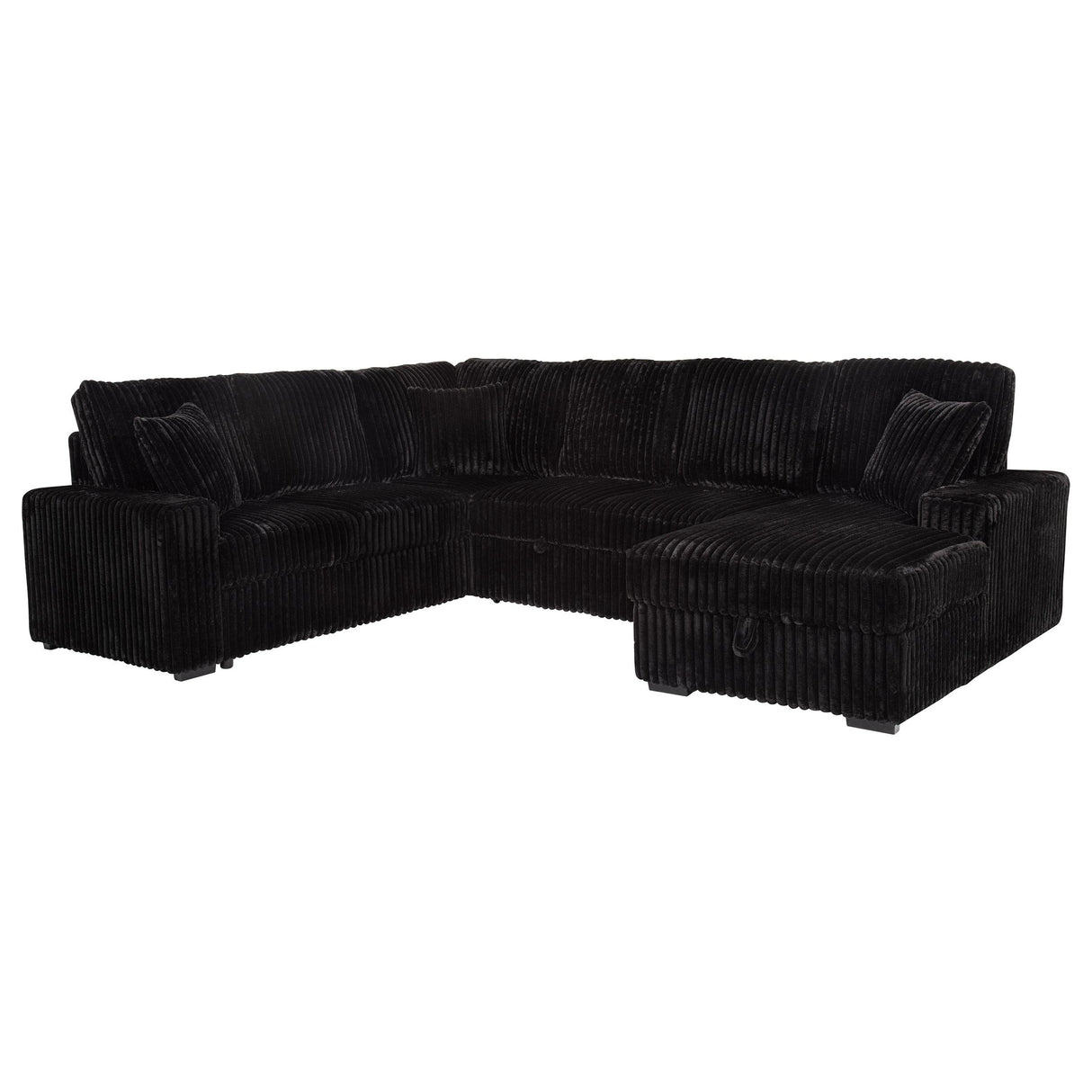 Devonshire Black Sleeper Sectional Sofa with Storage Chaise from Coaster - Luna Furniture