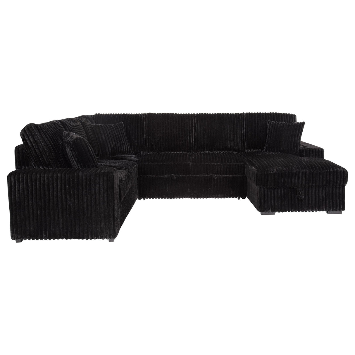 Devonshire Black Sleeper Sectional Sofa with Storage Chaise from Coaster - Luna Furniture