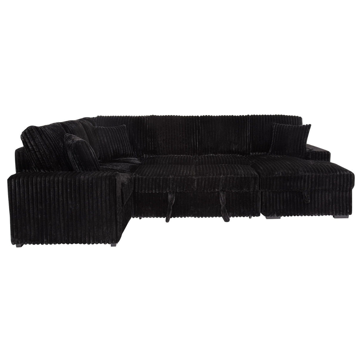 Devonshire Black Sleeper Sectional Sofa with Storage Chaise from Coaster - Luna Furniture